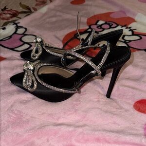 Elegant Black Rhinestone Heels
